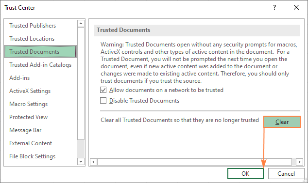 clear trusted documents