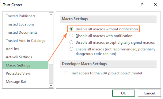 disable macros